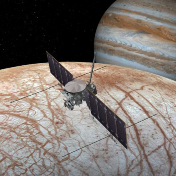 Illustration of the Europa Clipper in space.